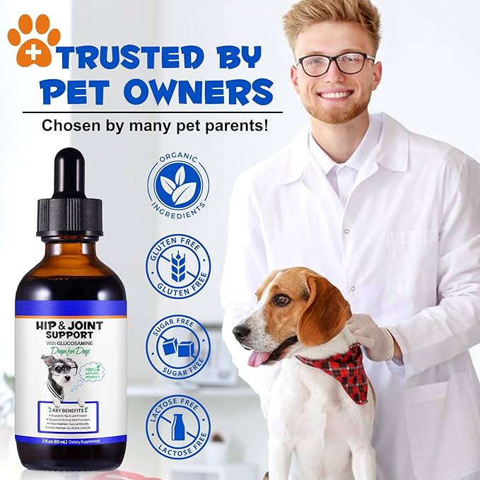 Dog Joint Aid & Relief Supplement with Chondroitin & Glucosamine HCl – Relieves Joint Pain & Reduces Inflammation for Senior Dogs, Active Adults & Puppies