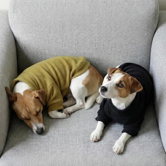 Fitwarm 3 Pack Classic Fleece Dog Sweater, Winter Clothes for Small Dogs Boy Girl, Turtleneck Dog Sweatshirt, Pet Pullover Jumper, Cat Apparel, Black, Olive Green, Cream, Small