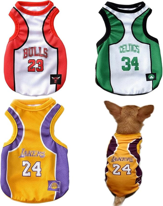 3Pack Dog Clothes for Small Dog Girl Puppy Clothes for Chihuahua Yorkies Bulldog Clothes for Medium Dogs Boy Basketball Jersey Pet Outfits Shirt Apparel Accessories,2XL
