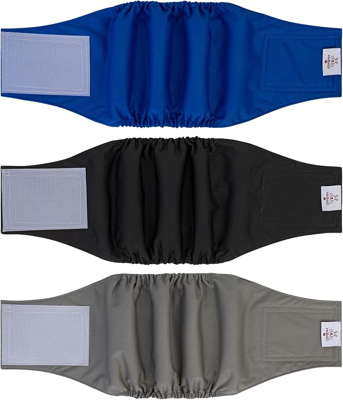 CuteBone Dog Diapers Male Washable Belly Band for Male Dogs Wraps 3pcs a Pack DM41XS