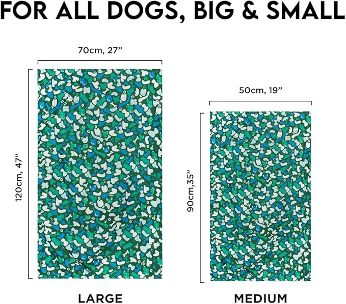Dock & Bay Pet Towel - Super Absorbent & Quick Drying Dog Towels with Bag - 100% Recycled - Where's Woofy, Large (120x70cm, 47x27)