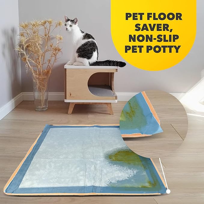 Skywin TidyFriend Dog Pee Pad Holder Tray - Fits Up to 24” x 24” Pee Pad Holder for Dogs - Stable Grip, Raised Edges, Quick-Wipe Silicone Surface Dog Pad Holder for Indoor Flooring Protection (Beige)