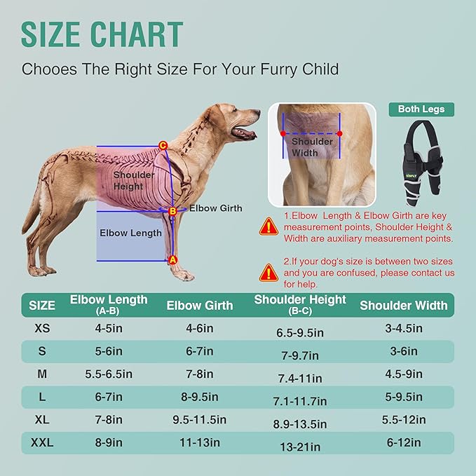 Dog Elbow Protector for Front Legs, Supports Elbow and Shoulder Joints, Helps Reduce Calluses, Pressure Sores & Hygroma, Reflective Design, Both Legs, Size XXL