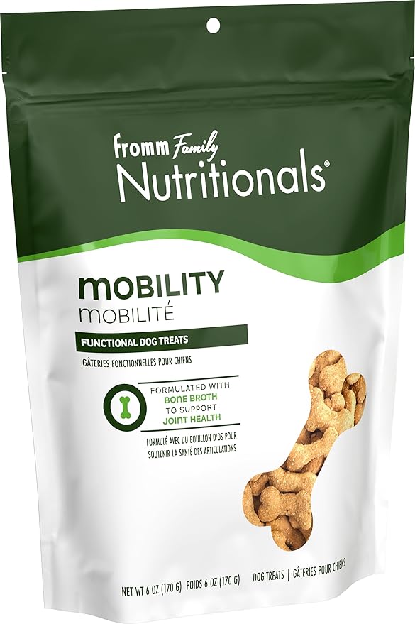 Fromm Family Nutritionals Mobility Dog Treats - Perfect for Joint Integrity, Comfort, & Flexibility - Contains Glucosamine, Chondroitin, Eggshell Meal, & Green Lipped Mussels - Pack of (3) 6 oz Bags