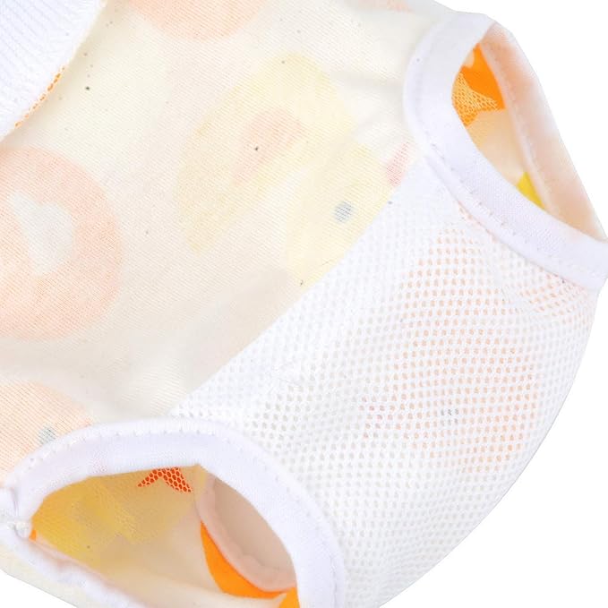SELMAI Adorable Dog Physiological Shorts Diaper for Dogs Female in Heat Reusable Washable Doggy Kitten Underwear Pants for Small Medium Puppy Cat Girl Doggie Menstrual Nappies All Seasons Yellow L