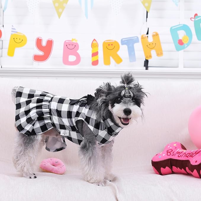 CuteBone Turtleneck Dog Velvet Dress Puppy Skirt Costume Pet Clothes Cat Apparel with Bow Hair Rope for Small Dogs CVD14XXS