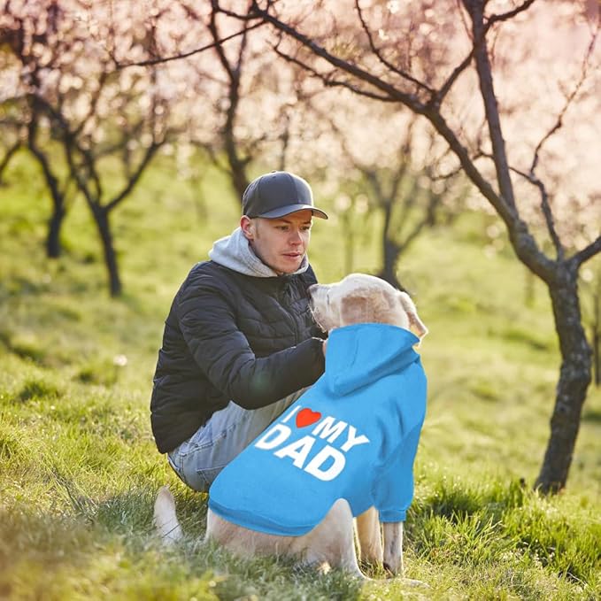 GreenJoy Dog Sweater Dog Hoodie Cold Weather Dog Coat Hooded Sweatshirt for Puppies,Cats, Small Medium Large Dogs (Blue(I Love My Dad), XX-Large)