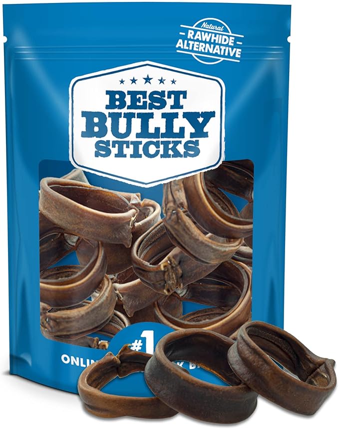 Best Bully Sticks Puppy Teething Rings - Single Ingredient Natural Collagen Puppy Chews for Teething - Bones for Small Dogs - Enrichment, Mental Stimulation, 20 Count