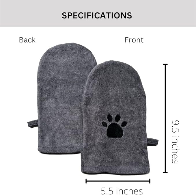 Penny & Niko Microfiber Pet Towel Mitts - Paw Cleaning and Drying Mitts/Gloves for Dogs and Cats (Sky Blue/Gray, Standard - 4 Pack)