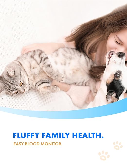 eBpet Blood Glucose Monitor System - Dogs and Cats Glucose Monitoring Kit 25 Blood Glucose Test Strips Lancing Device, Battery, 26 Gauge Sterile Lancets, and Carrying Case, Animal Care, Easy Switch between dogs and cats