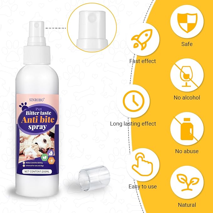 No Chew Spray for Dogs, Bitter Apple Spray for Dogs to Stop Chewing, Effective Indoor/Outdoor Deterrent Training Corrector for Anti-Scratch, Anti Marking, Furniture Protection (2 PCS)