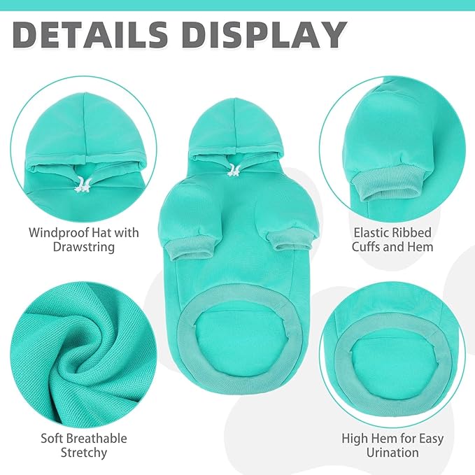 KOOLTAIL Dog Hoodie for Large Medium Small Dogs,Soft&Warm Pet Sweater with Leash Hole&Pocket Boy Girl,Puppy Fall Winter Jacket Clothes,French Pitbull Cold Weather Coat Sweatshirt,Lake Blue XXL