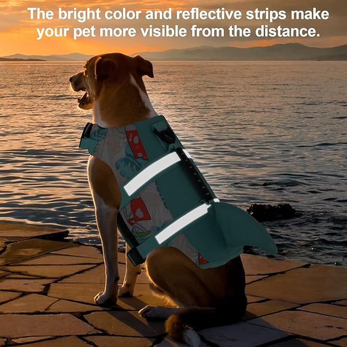 Fragralley Shark Dog Life Jacket, Adjustable Dog Life Vest with Shark Fin, Suit for Small Medium Large Dog Life Vest for Swimming, Boating, Pool, Beach