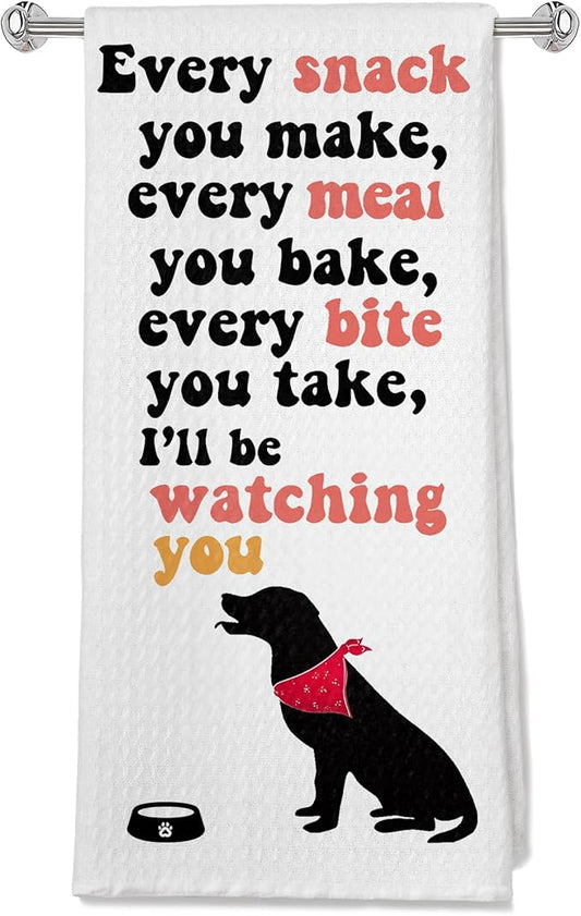 Funny Labrador Retriever Dog Tea Dish Towel, All Food Must Go to The Lab Kitchen Hand Towel for Kitchen Bathroom, Labrador Retriever Dog Mom Gifts for Women, 16x24 Inch