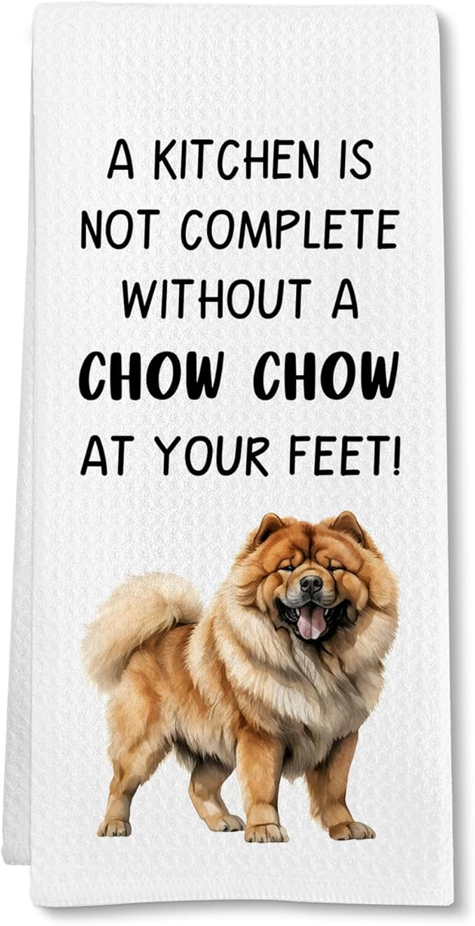Chow Chow Gifts Dog Kitchen Towels, Gifts for Chowchow Lovers Women Hand Towel, A Chowchow at Your Feet Decorative Tea Dish Towels for Kitchens, Chowchow Dog Kitchen Decor, 16x24in