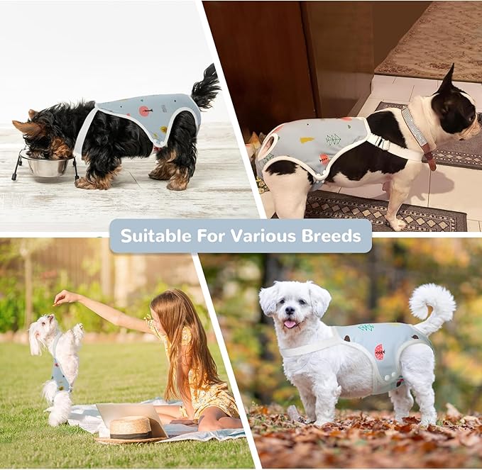 QBLEEV Dog Diapers Female Washable Sanitary Pantie with Adjustable Suspender, Reusable Doggie Diapers for Male Girl Dogs in Heat, Pet Period Panties Dog Underwear Jumpsuits for Teddy French Bulldog L