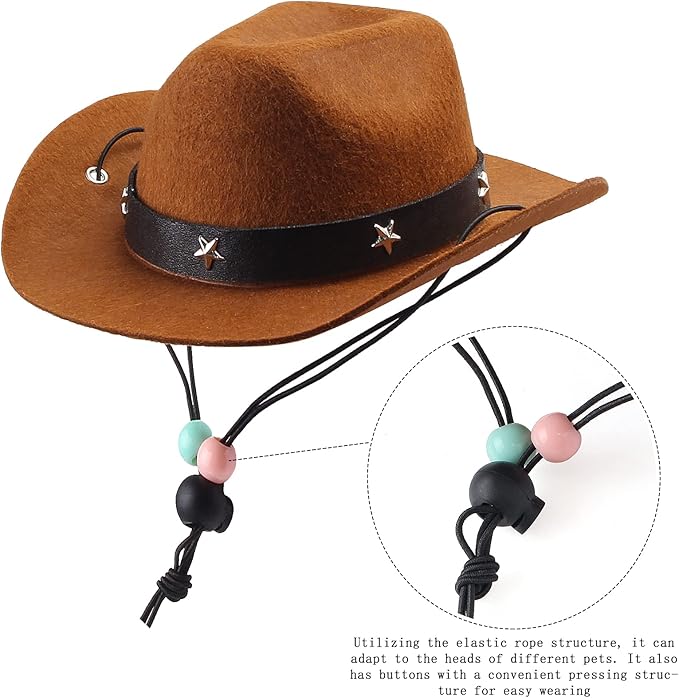 Yewong Pet Cowboy Costume Accessories - Dog Cat Pet Size Cowboy Hat and Bandana Scarf West Accessories for Puppy Kitten Party Festival and Daily Wearing Set of 2 (Coffee)