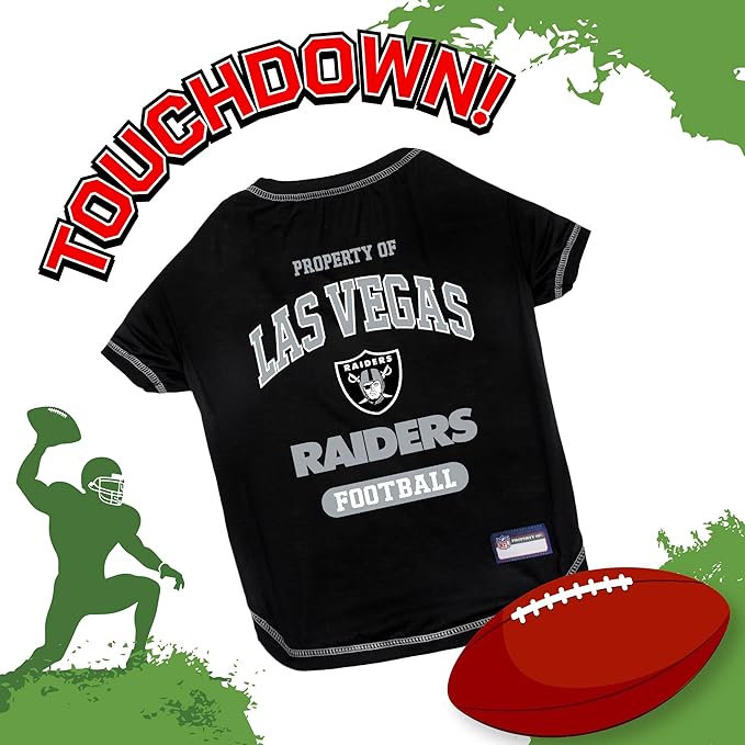 NFL Raiders Dog T-shirt X-Large. - Licensed Shirt for Pets Team Colored with Team Logos- Premium Stretchable Materials for the comfort of your Dog & Cat