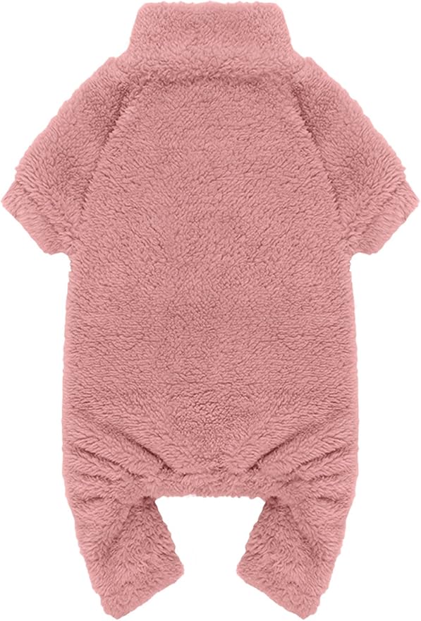 Fuzzy Dog Pajamas Turtleneck Pet Clothes Warm Soft Cozy Lightweight Pet Pjs Dog Sweaters for Small Dogs(Pink-XXS)