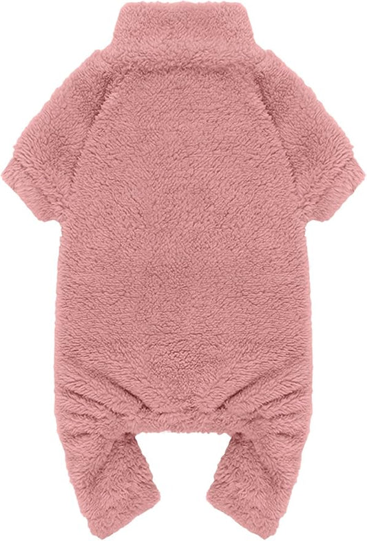 Fuzzy Dog Pajamas Turtleneck Pet Clothes Warm Soft Cozy Lightweight Pet Pjs Dog Sweaters for Small Dogs(Pink-XXS)