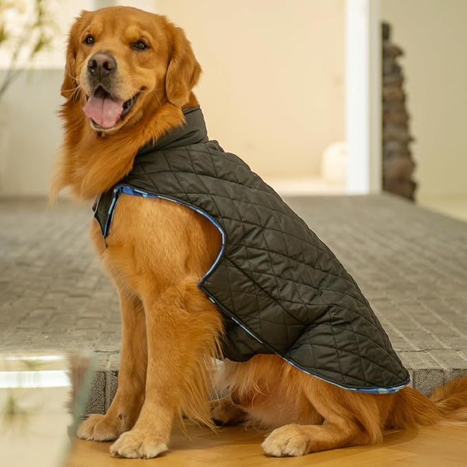 CuteBone Winter Dog Coat - Waterproof Windproof Reversible Vest, Thick Adjustable Cold Weather Jacket for Small Medium Large Dogs, Soft with Leash Hole