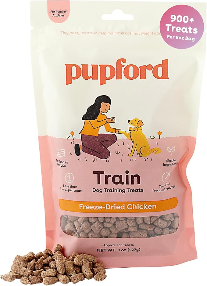 Pupford Freeze Dried Training Treats for Dogs & Puppies, 950+ Two Ingredient Bites (Chicken, 8 oz)