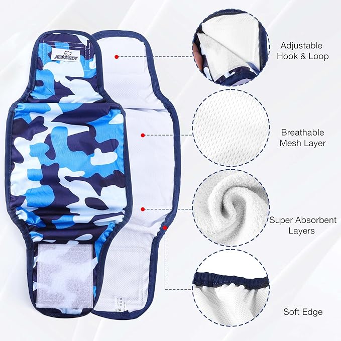 Belly Bands for Male Dogs 5 Pack Washable Dog Diapers Reusable Male Dog Pee Wraps with 5pcs Dog Diaper Liners for Doggie in Incontinence or Excitable Urination and Training, XL