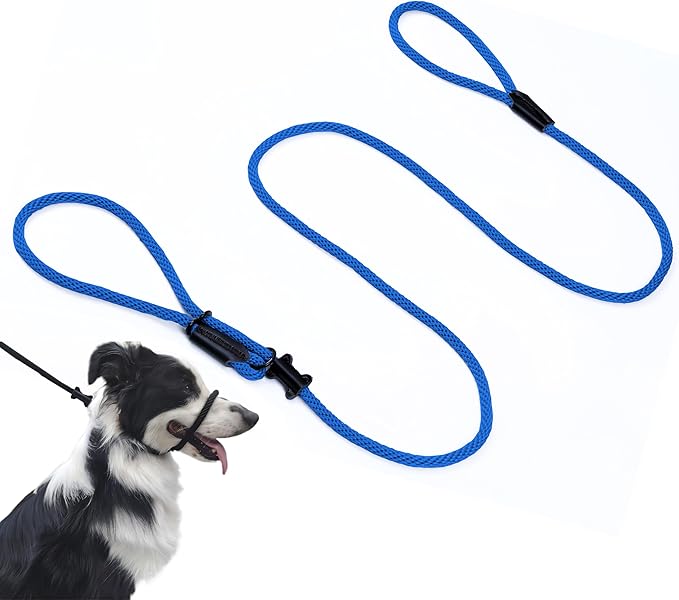 Multifunctional Figure 8 Padded Head Halter Walking Training Leather Stopper Slip Lead Dog Rope Leash Muzzle (Blue)