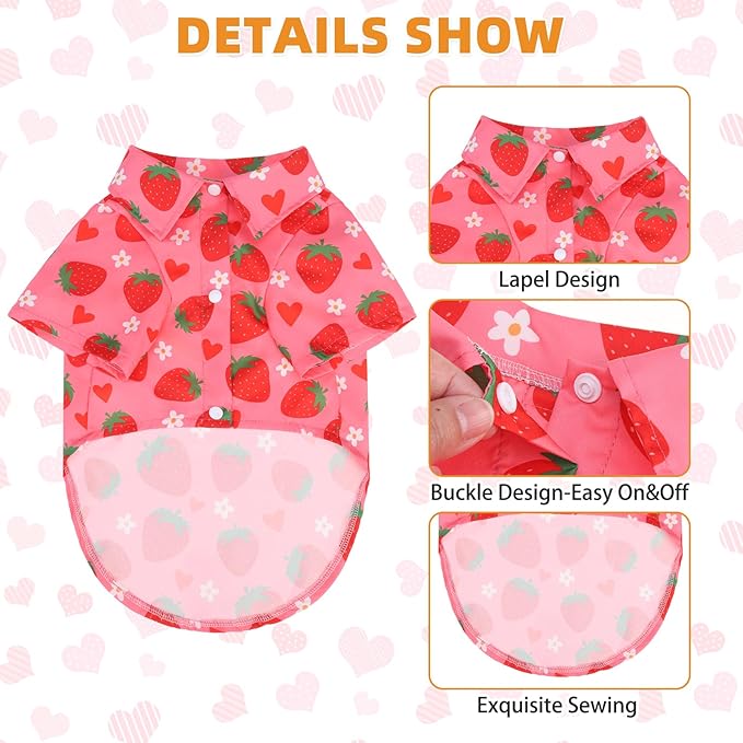 KOOLTAIL Spring Dog Shirt Outfit with Leash D-Ring, Soft Botton Up Summer Beach Pet Clothes for Small Medium Girl Dogs, Lightweight Puppy Polo Shirts for Sun & Insect Protection Indoor Outdoor,Pink SM
