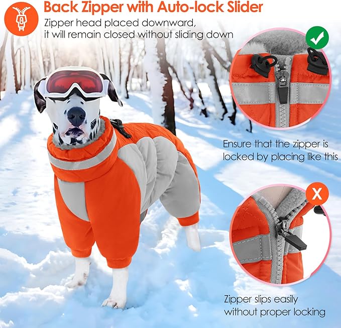 AOFITEE Dog Coat Warm Dog Puffer Jacket for Winter, Windproof Dogs Coat with Harness Built in, Reflective Turtleneck Dogs Winter Jacket Snowsuit, Full Body Fleece Coats for Small Medium Large Pet