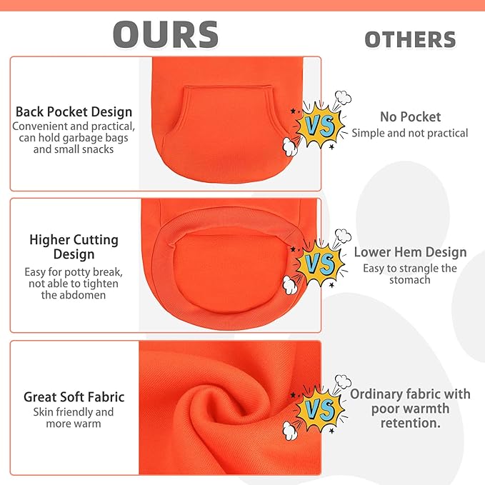KOOLTAIL Dog Hoodie for Large Medium Small Dogs,Soft &Warm Pet Sweater with Leash Hole and Pocket Boy Girl,Puppy Fall Winter Jacket Clothes,French Pitbull Cold Weather Coat Sweatshirt,Orange M