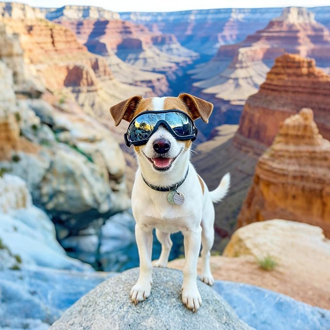 NAMSAN Dog Goggles Small to Medium Breed, Anti-UV Sunglasses for Dogs Medium Breeds, Windproof Driving Dog Eye Protection, Puppy Glasses with Elastic Straps, Adjustable, Black