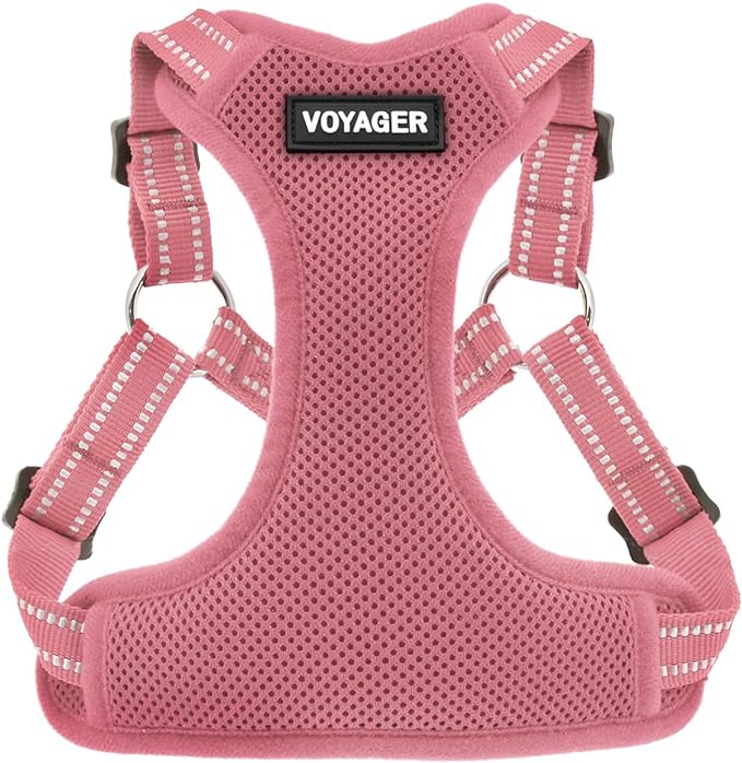 Best Pet Supplies Voyager Adjustable Step-in Flex Breathable Mesh Dog Harness for Small Medium Large Dogs (Pink), XS