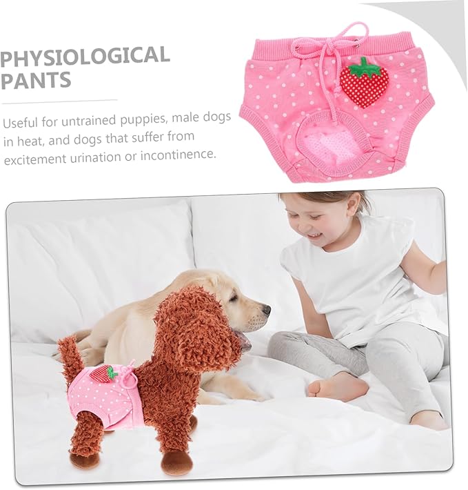 Milisten Pet Diaper Pants for Male Dogs Washable Strawberry Super Absorbent Comfortable for Heat