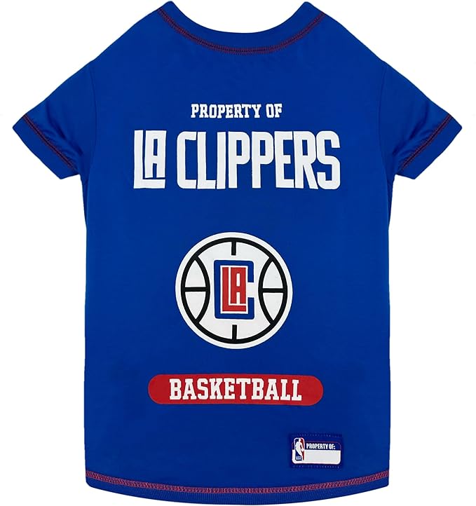 Pets First Cute Dog T-Shirt, Large - NBA Los Angeles Clippers Dog & Cat Shirt with Basketbal Team Logo. A Comfortable & Fashionable Yet Durable Pet Outfit, Blue (LAC-4014-LG)