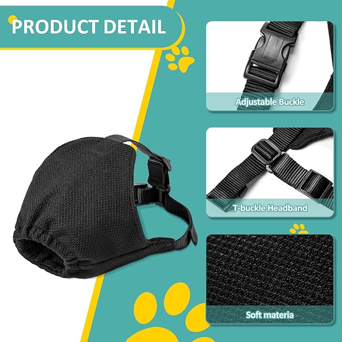 OHCOZZY Dog Calming Cap Eye Mask for Anxiety, Adjustable Nylon Pet Eye Cover for Grooming & Nail Trimming(S,Black)