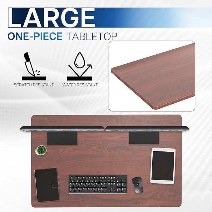 VIVO Universal 48 x 30 inch Solid One-Piece Table Top for Standard and Sit to Stand Height Adjustable Home and Office Desk Frames, Dark Walnut, DESK-TOP48-30D