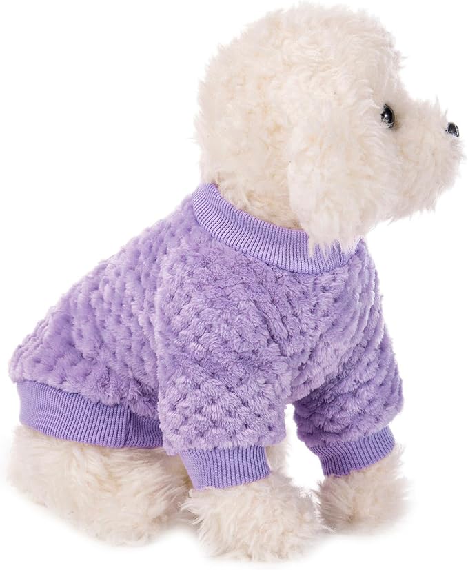 POMIU Dog Sweater, Dog Sweaters for Small Medium Dogs or Cat, Warm Soft Flannel Pet Clothes for Dogs Girl or Boy, Dog Shirt Coat Jacket (Peach+Purple+Rose, XX-Small)