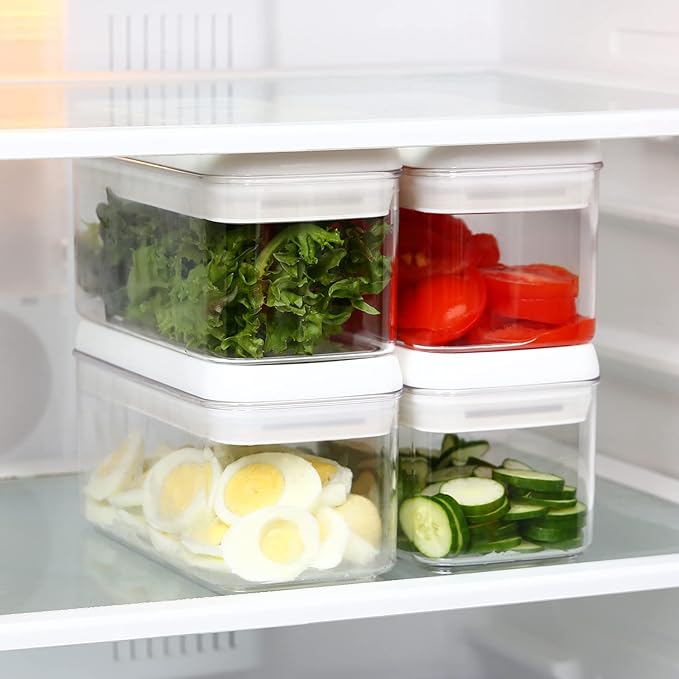 Felli Flip Tite Airtight Storange Container for Pantry Kitchen (White, 4", Rectangular 1.1qt 3pk)