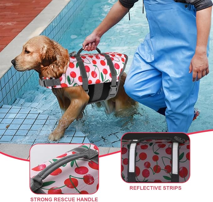 Doglay Dog Life Jacket, Dog Life Vest for Swimming Boating, Adjustable Puppy Life Jacket with Reflective Stripes, Superior Buoyancy Pet Swimming Vest for Small Medium and Large Dogs