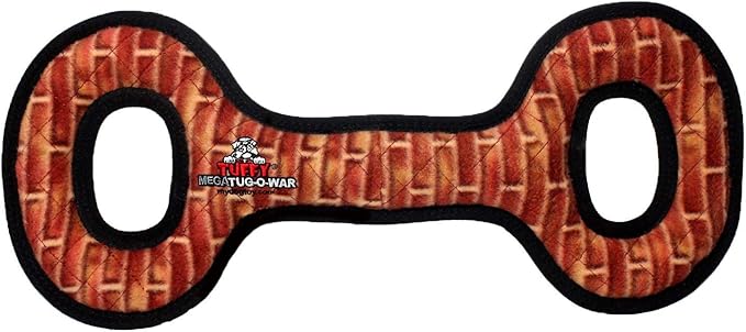TUFFY - World's Tuffest Soft Dog Toy - MEGA -Multiple Layers. Made Durable, Strong & Tough. Interactive Play (Tug, Toss & Fetch). Machine Washable & Floats (Tug Oval Brick, Large 2 Pack)