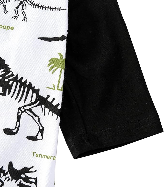 Dog Dinosaur T Shirts Black Long Sleeve White Shirt Pajamas Pets Soft Cotton Apparel Clothes for Large Dogs, L