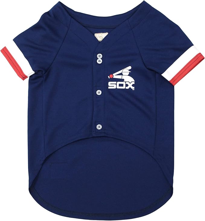 MLB Chicago White SOX Vintage Throwback Jersey for Dogs & Cats in Team Color. Comfortable Polycotton Material, Small