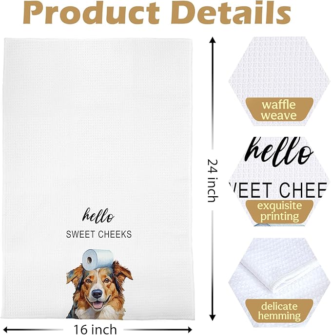 Australian Shepherd Bathroom Towels - Funny Australian Shepherd Decorative Waffle Weave Hand Towels for Toilet Bathroom, 16×24 Inches