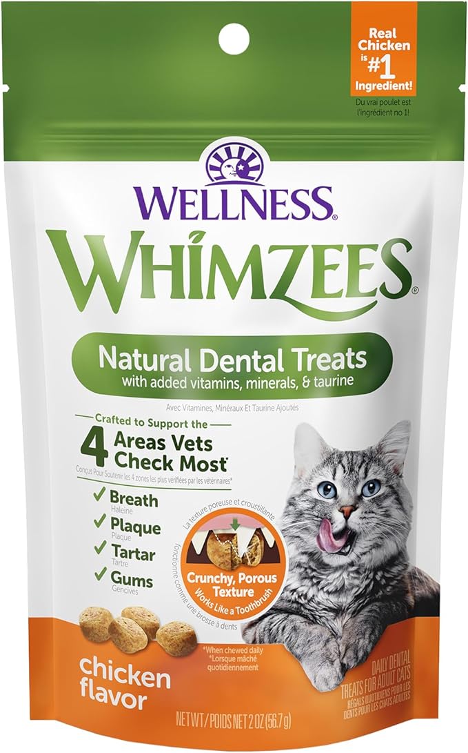 WHIMZEES Wellness Cat Dental Treats, Chicken Flavor, (2 Ounce Bag)