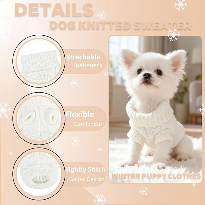 Xs Dog Clothes Dog Sweater for Small Dogs Autumn Winter Dog Sweaters Warm Puppy Clothes Turtleneck Pullover Sweater Pet Knitwear for Chihuahua Teacup Dog Yorkie (X-Small)