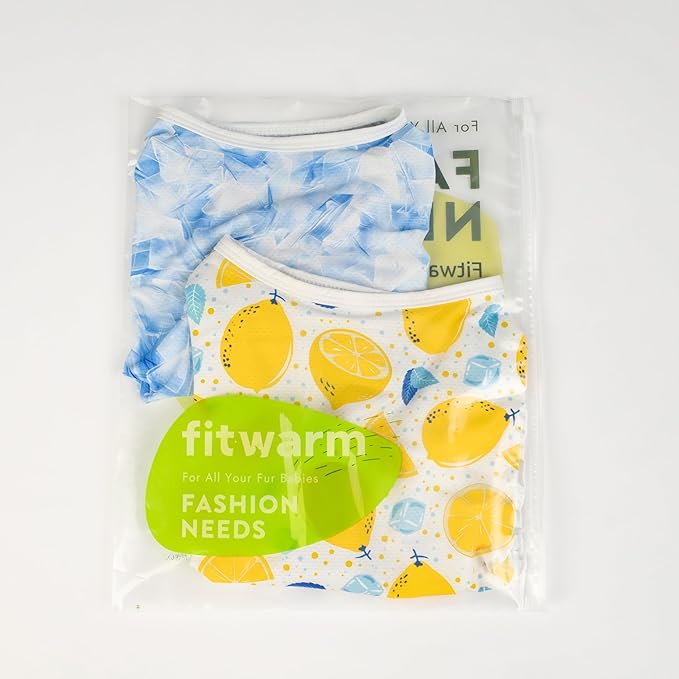 Fitwarm 2 Pack Ice Lemon UPF 50+ UV Sun Protection Dog Shirt, Lightweight Dog Cooling Vest, Quick Dry Summer Clothes for Small Dogs Boy Girl, Pet Outfit, Blue, Yellow, White, XL