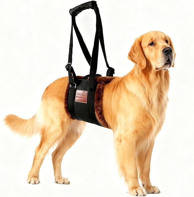 Dog Sling for Back Legs, Dog Lift Harness, Magic Tape Dog Sling for Large Dogs Hind Leg Support, Elderly Dog Lifter, Assist Canie Hip Arthritis K9 Cruciate Ligament Rehabilitation (Brown, Medium)