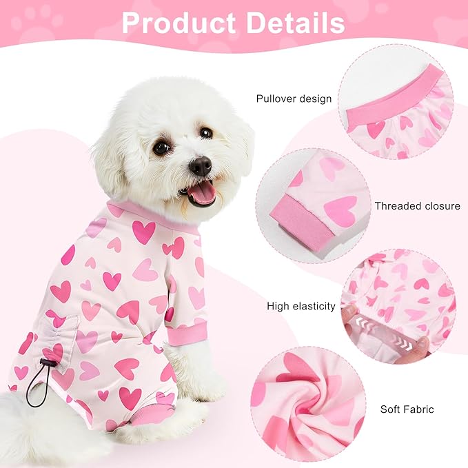 Bienbee Dog Pajamas, 4 Pack Dog Recovery Suit Shedding Suit Cute Soft Puppy Clothes Dogs Pjs Onesies Jammies Adjustable Breathable & Stretchy Clothes for Small Medium Large Dogs Girl Boy Puppy-XL