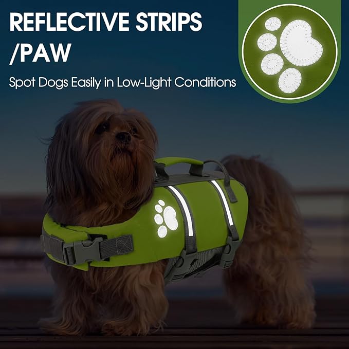 Queenmore XS Dog Life Jacket, Puppy Life Jackets for Small Dogs, Small Doggie Life Vest for Swimming, Lightweight Extra Small Dog Swim Vest with Handle, Puppy Life Vest for Boating, Cat Lifevest